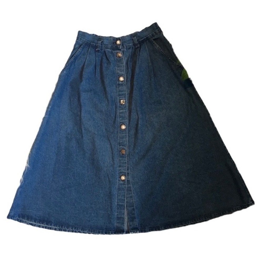 Vintage Jean Midi Button Skirt